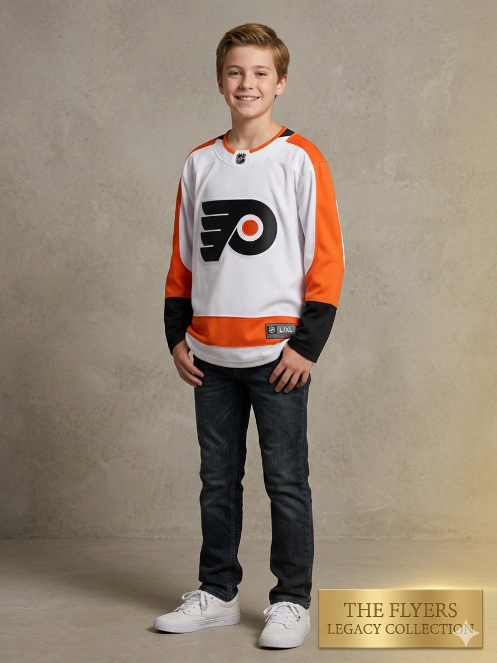 Philadelphia Flyers Youth L/XL White Away Fanatics Hockey Jersey Blank
